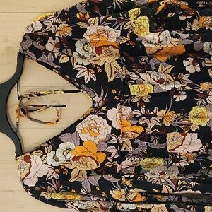 Who What Wear Black Floral Cottagecore Midi Cotton Dress Size L